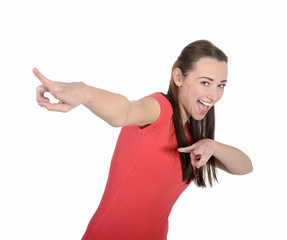 junge Frau jubelt, Studio