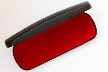 Glasses' case on white background
