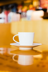 Black coffee in white cup