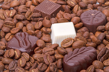 Coffee beans  and candies