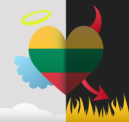 Lithuania angel and devil heart