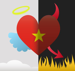 Vietnam angel and devil heart