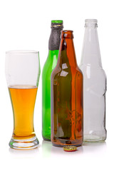 Open bottles and beer