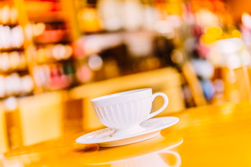 Black coffee in white cup