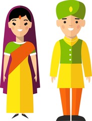 Vector illustration of indian male and female