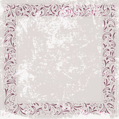 Floral Frame at Vintage Grunge Background
