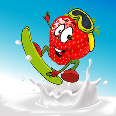 funny cow surfing  - vector illustration