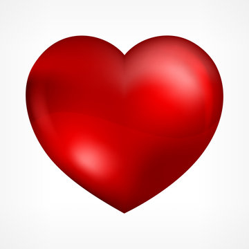 Big red heart isolated on white, vector illustration