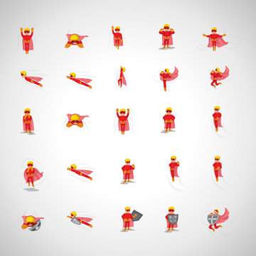Superhero In Action Set - Isolated On Background - Vector Illustration, Graphic Design, Editable For Your Design