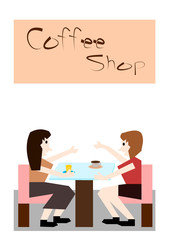 Meeting in coffee shop, Vector cartoon concept