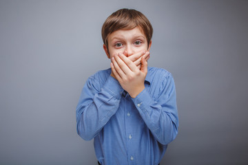 teenager boy 10 years of European appearance brown hair covers h