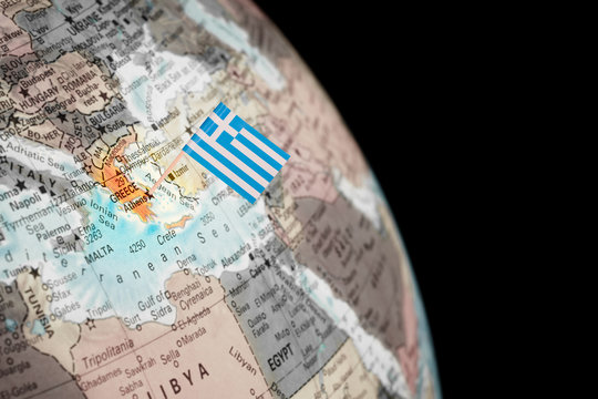 map with flag of Greece