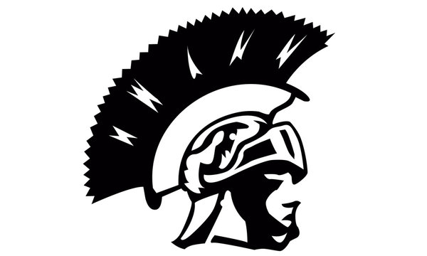 Vector de un legionario romano. Ilustraci&oacute;n en Blanco y Negro de un Legionario Romano con Casco y Penacho - Arte Vectorial Hist&oacute;rico