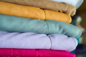 heap of colorful cloth fabrics