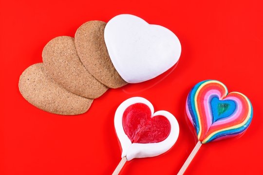 Heart, cakes and lollipops, Valentine's Day