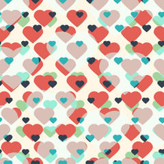 Seamless background with colorful hearts