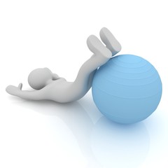 3d man exercising position on fitness ball. My biggest pilates s