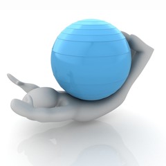 3d man exercising position on fitness ball. My biggest pilates s