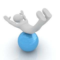 Obraz premium 3d man exercising position on fitness ball. My biggest pilates s