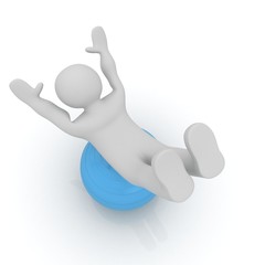 3d man exercising position on fitness ball. My biggest pilates s