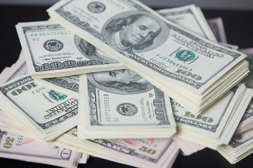 money on the table in a chaotic manner