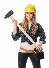 Frau mit Vorschlaghammer