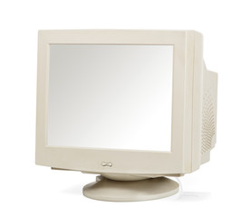 Vintage computer monitor isolated on white