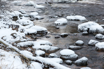 Frozen winter river landscape