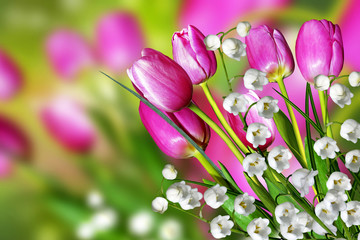 Spring flowers tulips and lilies of the valley