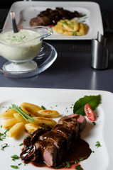 Lammfilet mit Schupfnudeln für zwei