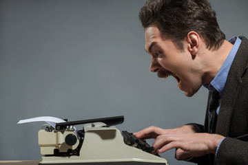 Waiting for idea.  Young author screaming