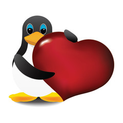 pinguin and heart