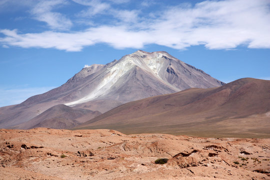 Ollague volcano in Atacama desert, Bolivia, Chile