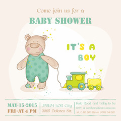 Baby Shower or Arrival Card - with Baby Bear - in vector