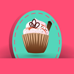 cupcake on the pink background with cinnamon