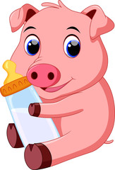 Cute baby pig cartoon