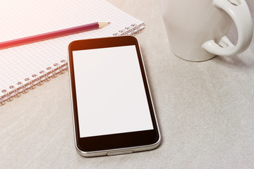 Tech device mock up on office background