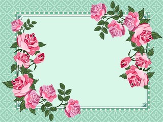 Vector ornament with  roses in vintage style.