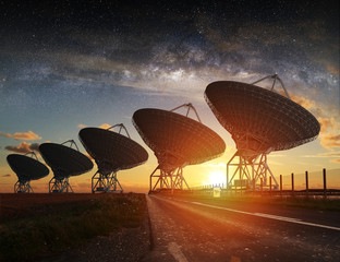 Radio Telescope view at night