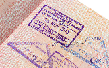 Immigration stamp of Suvarnabhumi airport in passport