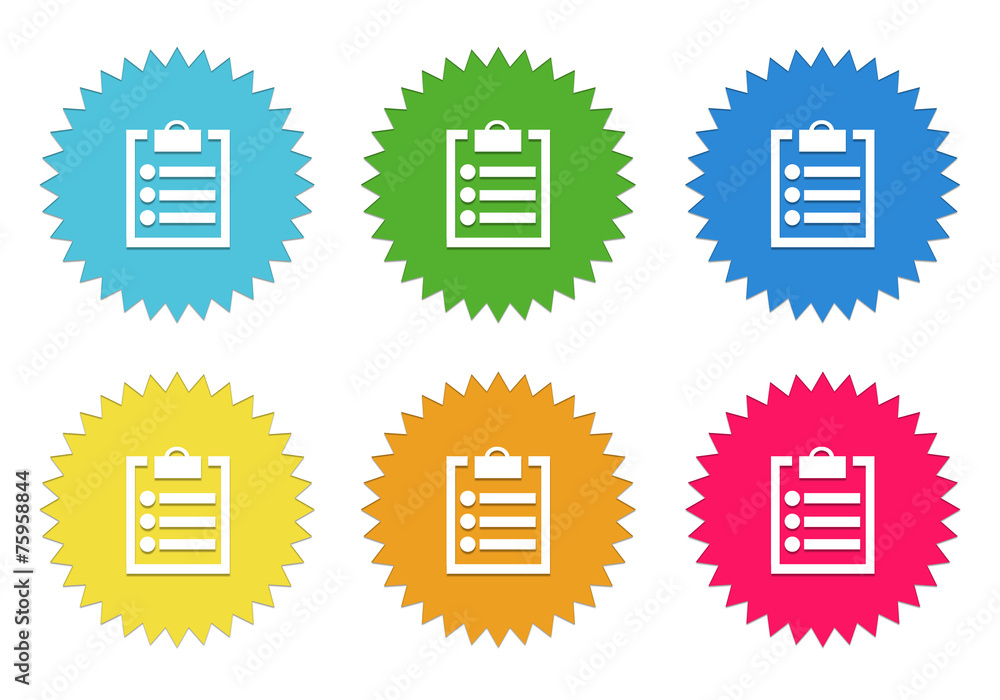 Poster set of colorful stickers icons with notepad symbol