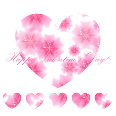 Beautiful  background with flower pink hearts. Greeting card. Ve