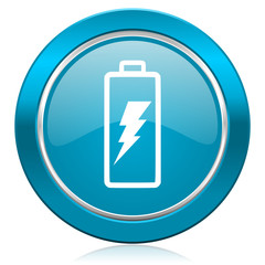battery blue icon power sign