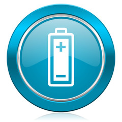 battery blue icon power sign