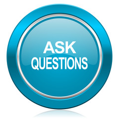 ask questions blue icon