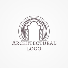 Vector illustration of trefoil arch icon with text