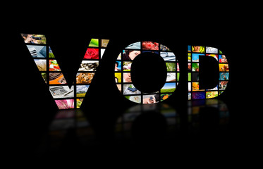 Video on demand abstract text, tv concept. © REDPIXEL