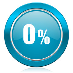0 percent blue icon sale sign