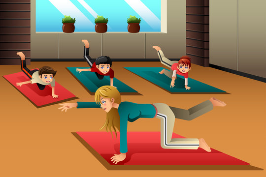 Kids in a yoga class