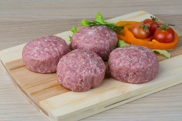 Raw burger cutlet